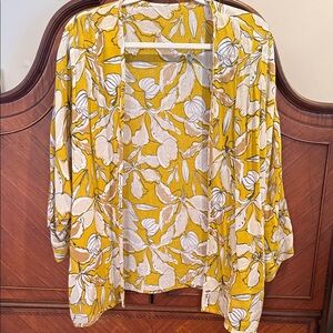 Yellow Floral Kimono Cardigan